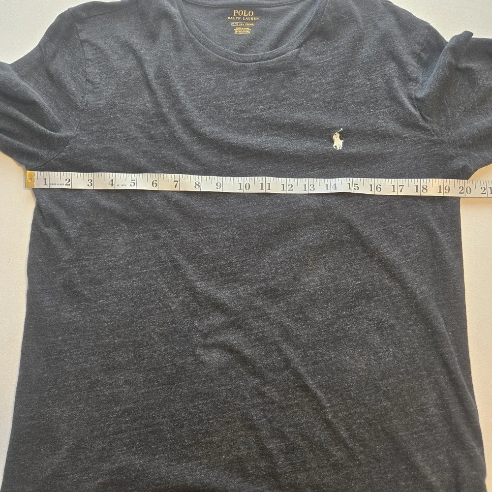 Polo Ralph Lauren Long Sleeve T Shirt Mens Medium Pony Dark Grey Cotton Crewneck